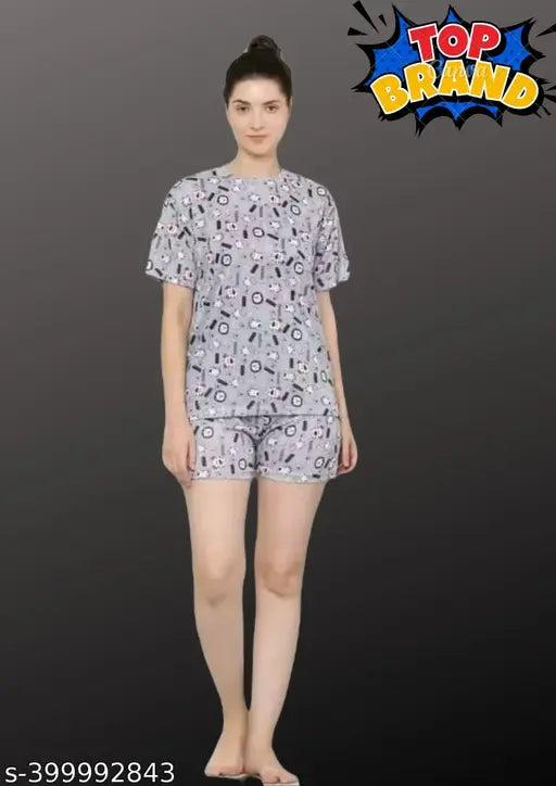 Printed cotton night suits for women, set of 2, perfect for a cozy sleep