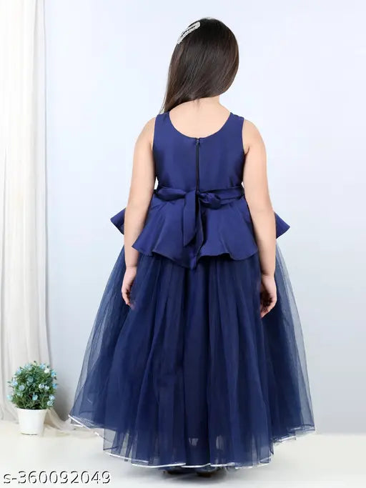 navy blue net embellished gown dress for kid's parties, 112 years, sizes 1-12 years
