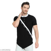 Black cotton round-neck half sleeve T-shirt for men XL - Unicus Apparel Curve trendy fashionable design, Indian brand
