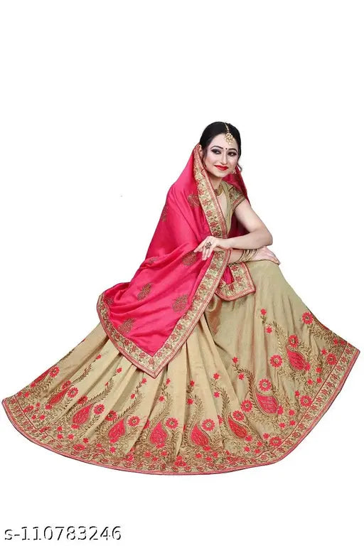 Woven Bollywood cotton silk saree (pink beige), Vichitra silk with floral embroidery, Indian handcrafted traditional attire for special occasions