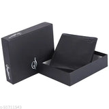 Black genuine leather men's wallet by SHUBHAM, features 6 slots, 3 secret compartments, coin pocket, and ID window. Durable polyester lining. Perfect for gifting, handcrafted in India
