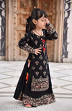 Printed rayon kurtis & kurtas for kids, long sleeve, multi-color pattern, Indian traditional wear for ages 3-13 years
