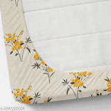Soft glace cotton botanical fitted bedsheet with 1 pillow cover, ideal for summer adult use