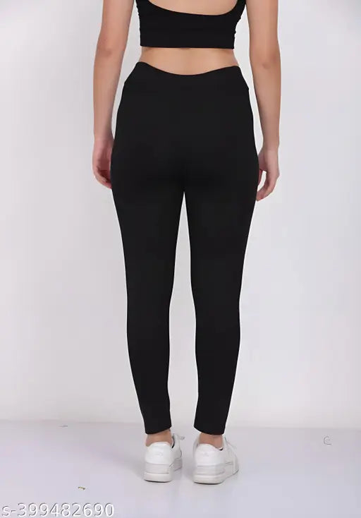 Cotton blend self-design net women's jeggings combo 2, comfortable and stylish for daily wear