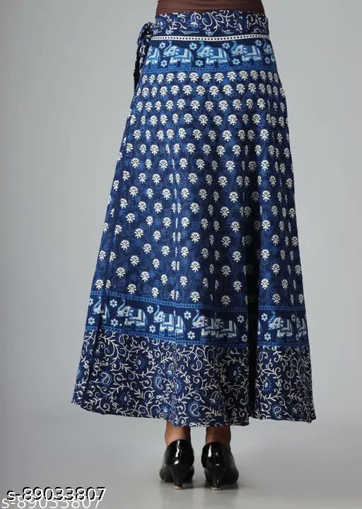 Jaipuri print cotton wrap skirt, printed net, vibrant Indian fashion accessory