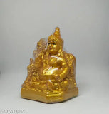 Golden poly resin Kubera and Lakshmi statue for wealth and harmony, Indian decorative home showpiece