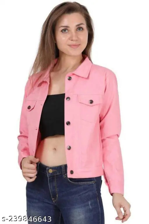 Pink cotton blend jacket, stylish and versatile for everyday wear, perfect for various occasions
