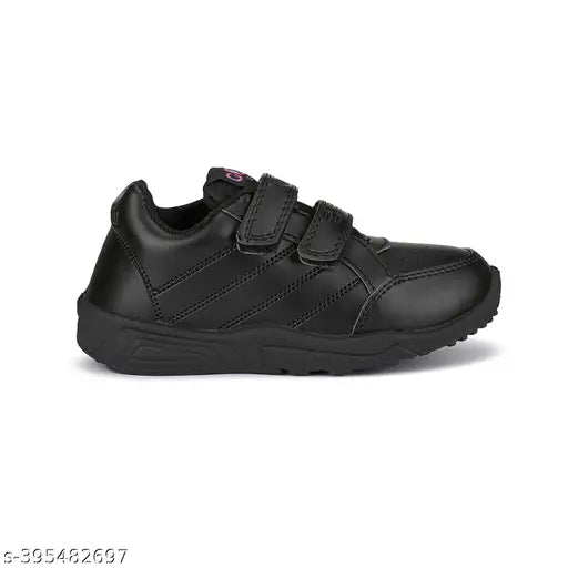 Casual synthetic leather school shoes in PVC, Velcro fastening for kids aged 4-12, ideal for running
