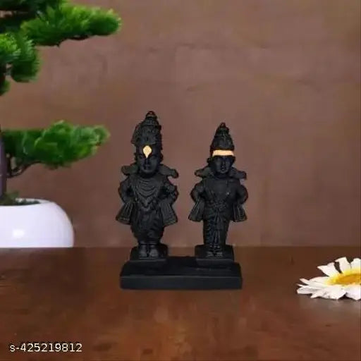 Poly resin Lord Vitthal Rukmani statue, Indian home office decor showpiece