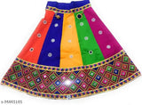 Multicolor cotton kids' party Lehenga Choli set, applique embroidery, skin-friendly Indian traditional wear