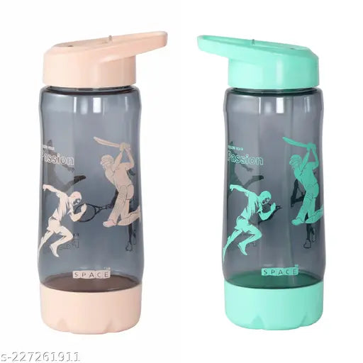 Peach and green Oreo Sipper Kids Water Bottles pack of 2 - Durable, leak-proof sports water bottles for children