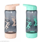 Peach and green Oreo Sipper Kids Water Bottles pack of 2 - Durable, leak-proof sports water bottles for children
