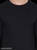 Black nylon long-sleeve solid men's T-shirt, ideal for summer wardrobe expansion, made in India
