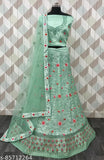 Pink aqua net lehenga choli with embroidery, semi-stitched. Ideal for weddings, festivals, parties. High-quality Indian ethnic wear for women