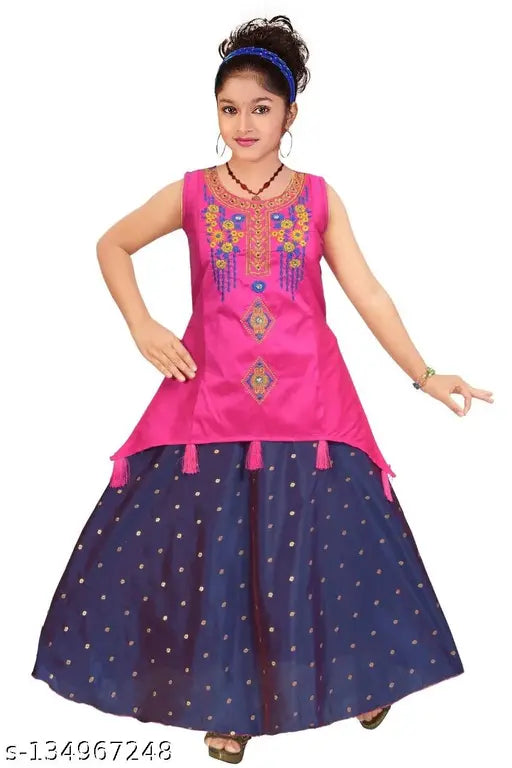 Blue satin maxi dress with traditional computer embroidery, 3-15 years, ideal for parties and special occasions