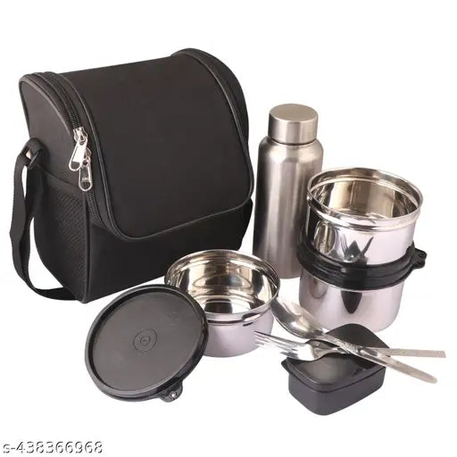 Stainless steel Topware Rox lunchbox with bottle, microwave safe, 10x10x15cm, pack of 1
