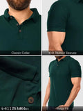 Green polycotton short-sleeved men's polo t-shirt, half selvess design