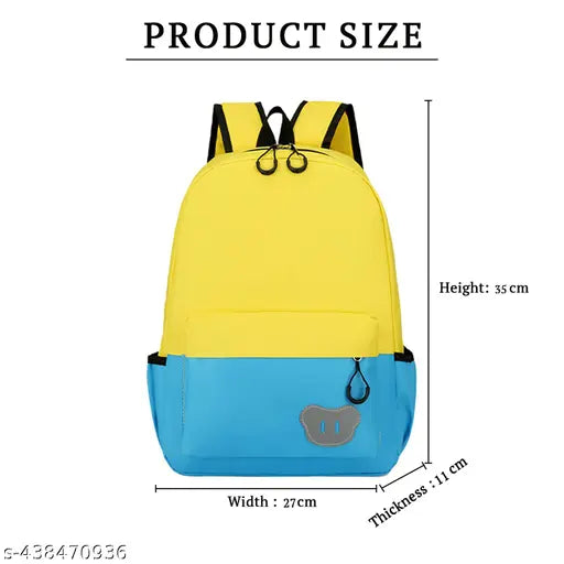 Vibrant yellow-lake blue SYGA children's backpack for elementary school students, suitable for 2-3 years old. Canvas net material, spacious interior, and adjustable straps