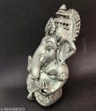 Silver plated antique Mukut Ganesha decor piece, 3.5 inches tall, versatile for home, car, gifting, celebrations