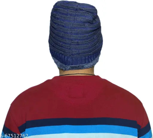 Woolen Men's Beanie Cap - Youthrobe Winter Knit, soft-spun acrylic with fur lining, India origin