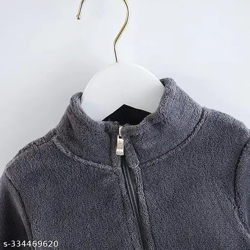 Polyester blend, solid-colored baby cardigan for 6-12 months, soft and vibrant knit