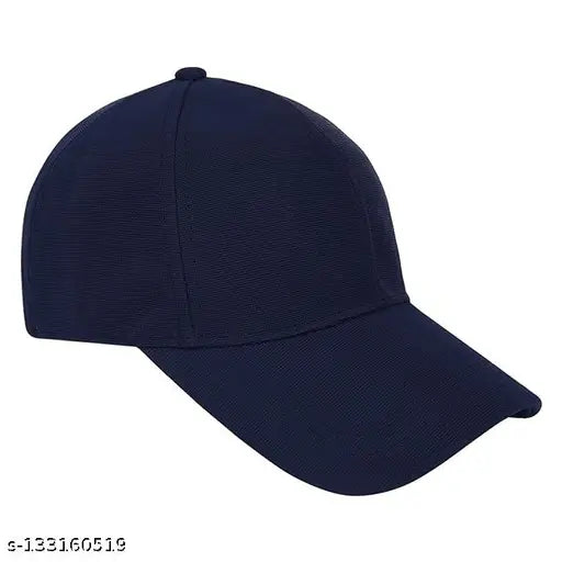 Dark blue cotton baseball cap, onesize solid design for casual wear