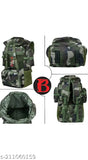 Green Army print polyester rucksack, free size hiking backpack with adjustable whistle buckle & shoe compartment