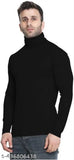 Black cotton high neck T-shirt, men's full sleeves - comfortable, trendy, Indian origin