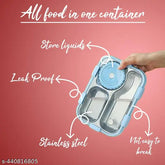 Blue stainless steel bento box with compartments, utensils, and leak-proof design - perfect for adults and kids on-the-go