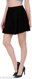 Women's flared polycotton mini skater skirt with shorts, solid net design, available in sizes 28-34, made in India