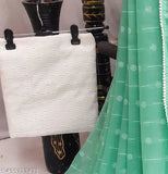 Embellished chiffon lace border saree with separate cotton blouse, free size, trending Indian party wear