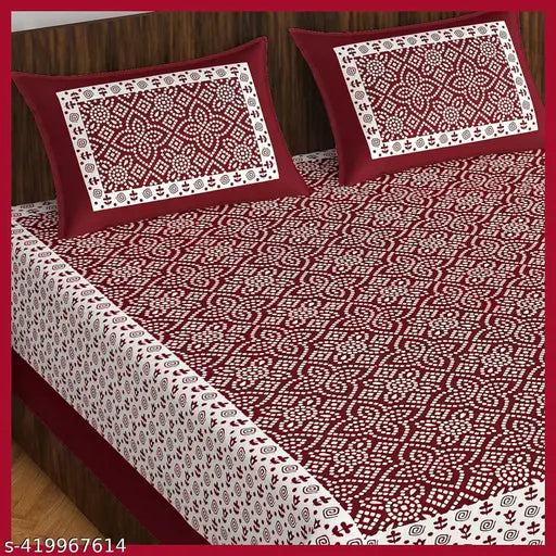 100% cotton Rajasthani Jaipuri traditional floral king double bedsheet with 2 pillow covers, vibrant ethnic motifs for summer season adult use