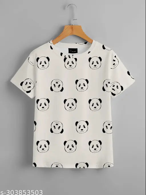 New trendy printed polyester T-shirts, half sleeves, round neck, stylish combo pack (2) for ladies & girls