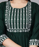 Rayon floral printed Anarkali kurti set for women, 3/4 sleeves, ideal for events and versatile styling
