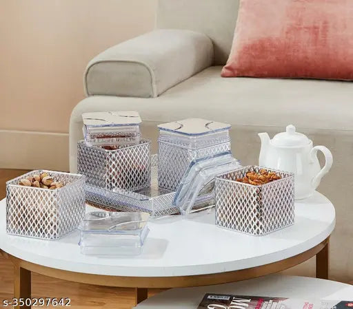 Silver airtight plastic dry fruit container set, 500ml each (Set of 2) - space-efficient, BPA-free, safe for freezer & microwave use