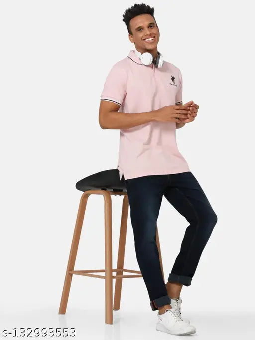 Short-sleeve printed cotton polo t-shirts for men. Indian made fashion apparel