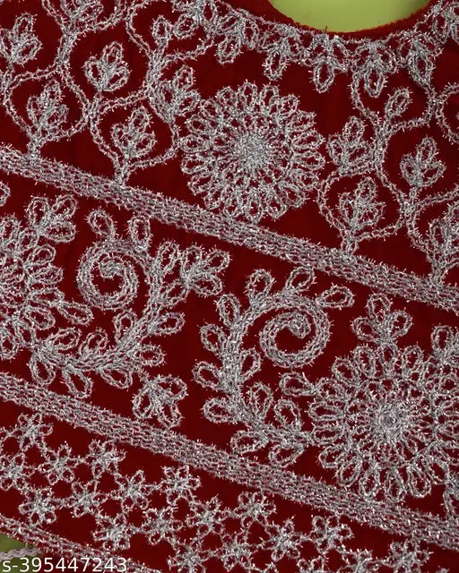 Stylish velvet lehenga-choli (1-2 years), Indian traditional baby girl's outfit with net dupatta, self-designed pattern on display