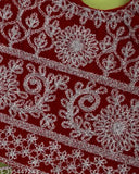 Stylish velvet lehenga-choli (1-2 years), Indian traditional baby girl's outfit with net dupatta, self-designed pattern on display