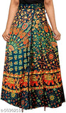 Majestic Women's cotton printed wraparound skirt, free size, Indian origin
