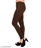 Stretchable Lycra jeggings pack (2), solid-color women's pants from FeelBlue, Elastane cotton fabric, pocketed, Indian origin