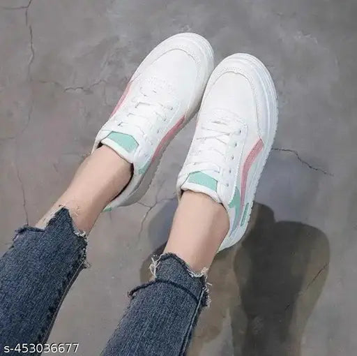 Pink mesh casual shoes for kids, PVC sole, lace-up detail - Fashionate Beautiful Girls Footwear