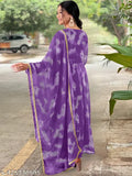 Blue Georgette Anarkali Gown with Dupatta, V-neck, long sleeves, Indian traditional partywear