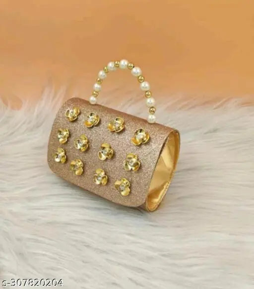 Golden Resin Sling Box & Fancy Suede Clutch Sets - Free Size, 100% Brand New, Perfect for Parties, Evenings, & Special Occasions