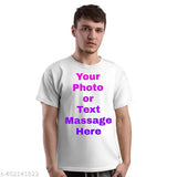 Personalized white polyester t-shirt, custom logo print, versatile gift for friends/family/couple, anniversary wear for men