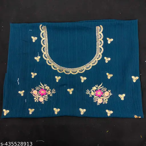 Georgette embroidered party saree with matching blouse, Indian-origin Zari embellishments