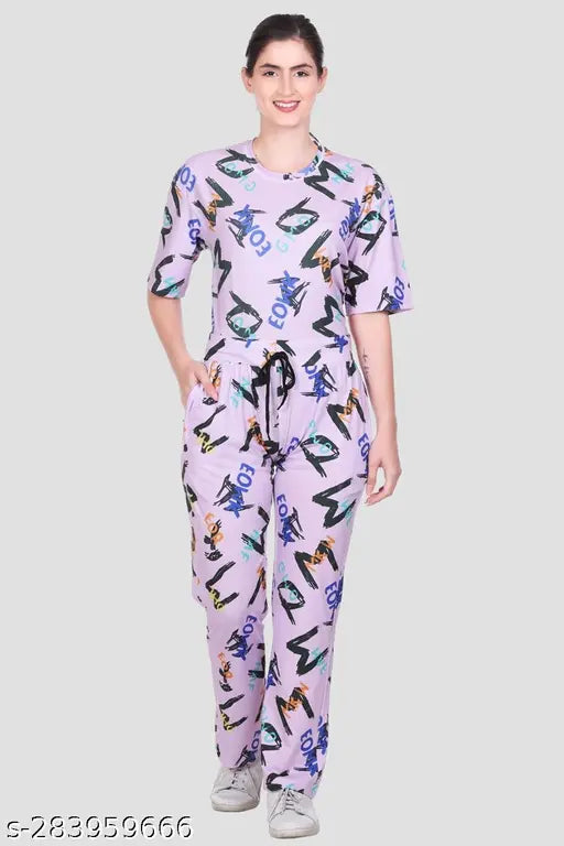 Cotton blend WILD DREAMS women's summer crop & lower set, allover printed coord cozy for morning walks, yoga, and evening wear