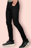Stylish black denim jeans for men by JovsHil - Solid wash, comfortable fit, size 26/28 (India origin)
