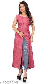 Sleeveless printed crepe kurta for women, 100% natural fabric, ideal for work or festive wear