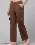 Brown rayon cargo pant for women - stylish and comfortable trousers perfect for various occasions