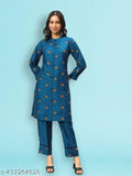 Silk blend ethnic wear: Embroidered kurta and ankle length trouser for women, perfect for all occasions, made in India